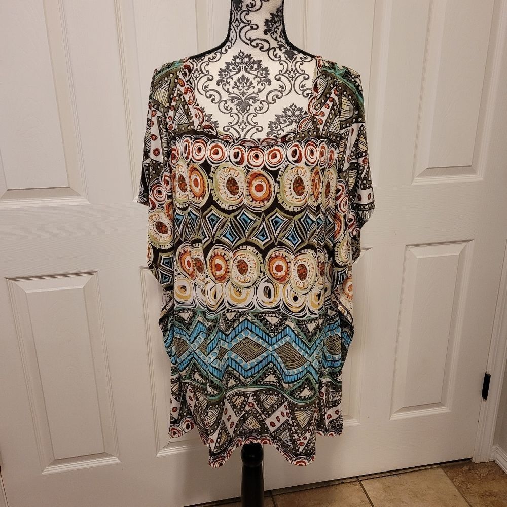 Cato batwing multi colored tunic top